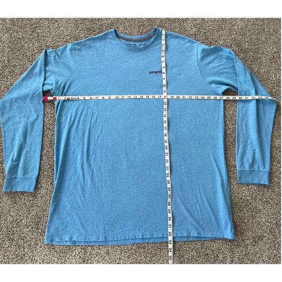 Patagonia Long Sleeve T-Shirt Men's Logo Solid Blue Size XXL - Picture 3 of 6